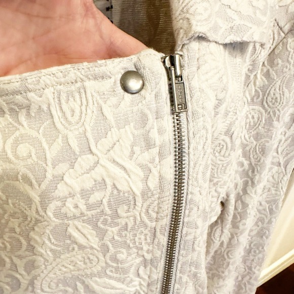 Anthropologie Saturday Sunday Luddy Moto Paisley Knit Sweater Jacket Pale Grey - Picture 10 of 11